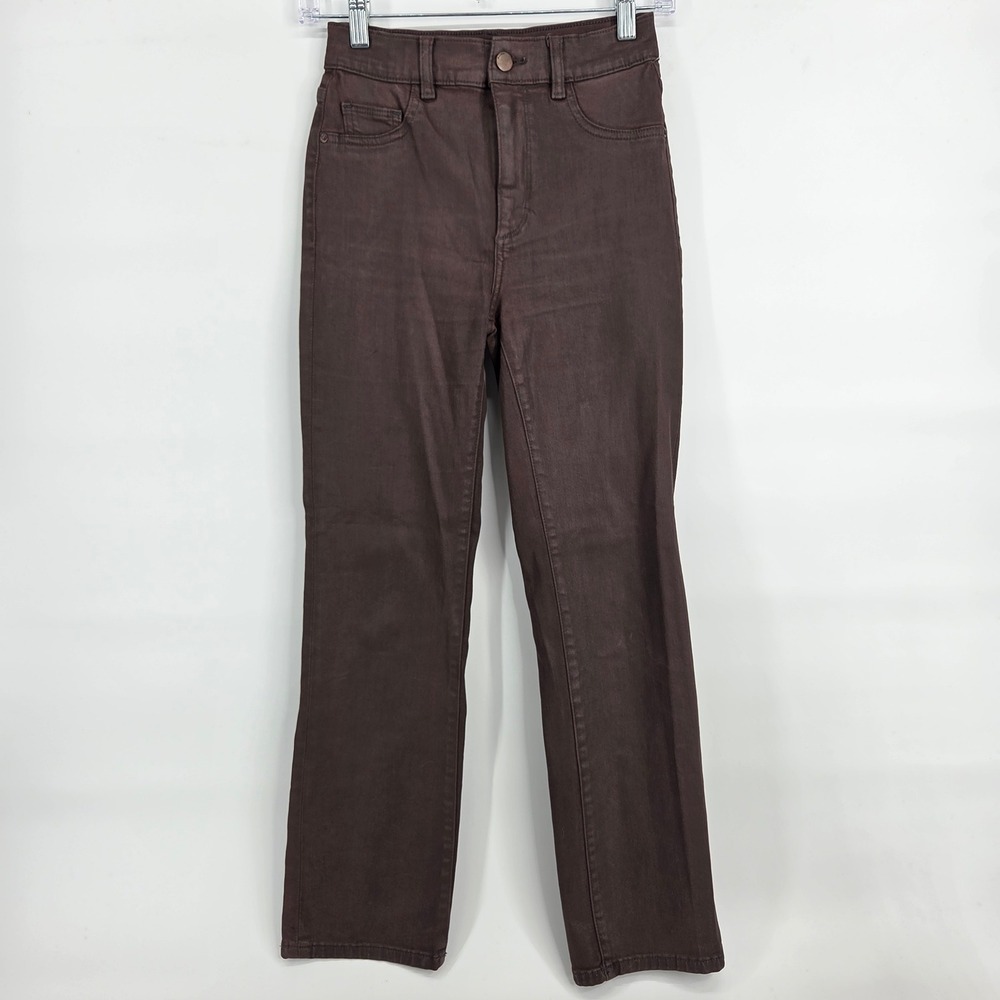 DL1961 Patti Straight Jeans 23 Brown Black Coffee High Rise Vintage Ankle Denim